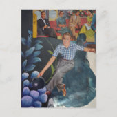 Retro-Bowling-Mann Mixed-Media-Collage Postkarte (Vorderseite)