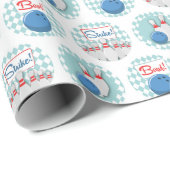 Retro Bowling Muster Bowling Ball Buttone Geschenkpapier (Rolleneckpunkt)