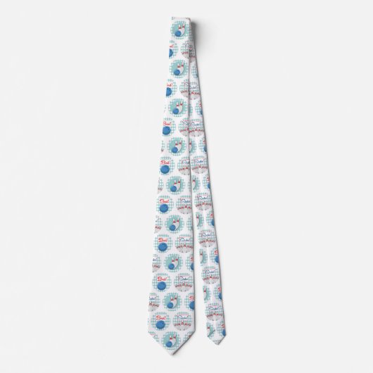 Retro Bowling Muster Bowling Ball Buttone Krawatte (Vorderseite)