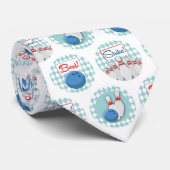 Retro Bowling Muster Bowling Ball Buttone Krawatte (Gerollt)