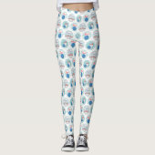 Retro Bowling Muster Bowling Ball Buttone Leggings (Vorderseite)