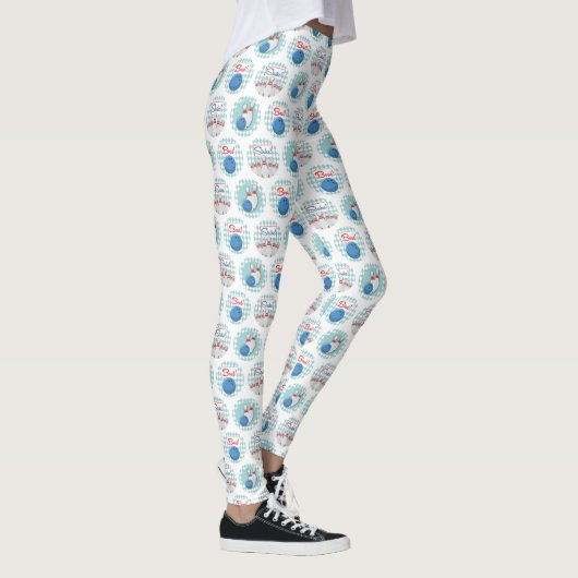 Retro Bowling Muster Bowling Ball Buttone Leggings (Rechts)