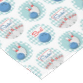 Retro-Bowling-Muster Bowlingkugeln Pins Tischdecke (Schrägansicht)