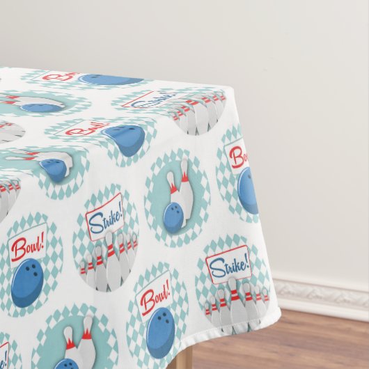 Retro-Bowling-Muster Bowlingkugeln Pins Tischdecke (Beispiel)