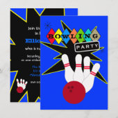 Retro Bowling Party Einladung (Vorne/Hinten)