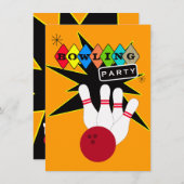 Retro Bowling Party Einladung (Vorne/Hinten)
