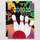Retro Bowling Party Einladung (Vorne/Hinten)