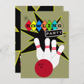 Retro Bowling Party Einladung (Vorne/Hinten)
