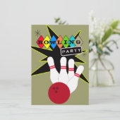 Retro Bowling Party Einladung (Stehend Vorderseite)