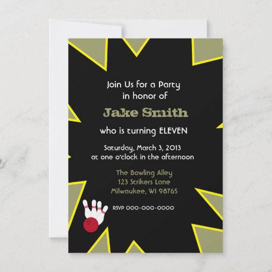 Retro Bowling Party Einladung (Rückseite)