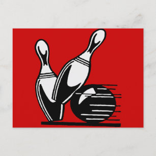Retro Bowling Pins Anpassbar Postkarte