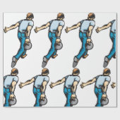 Retro-Bowling-Player wirbeln Ball Geschenkpapier (Flach)