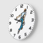 Retro-Bowling-Player wirbeln Ball Große Wanduhr (Winkel)