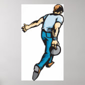Retro-Bowling-Player wirbeln Ball Poster (Vorne)