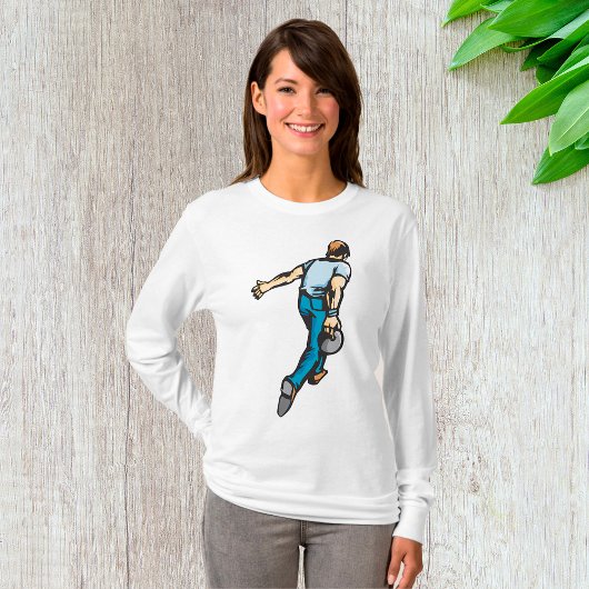 Retro-Bowling-Player wirbeln Ball T-Shirt