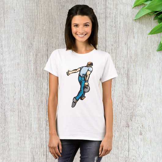 Retro-Bowling-Player wirbeln Ball T-Shirt