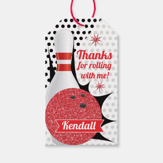 Retro Bowling Retro Glitzer Party Tenpin Geschenkanhänger (Vorderseite)