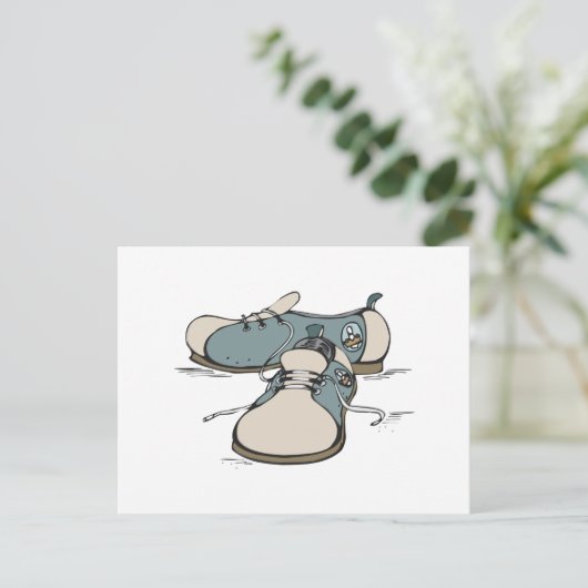 Retro-Bowling-Schuhdesign Postkarte (Stehend Vorderseite)