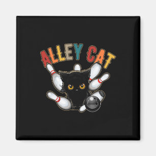 Retro-Bowling-Shirt Vintage-Bowler-Alley-Katze Vin Magnet
