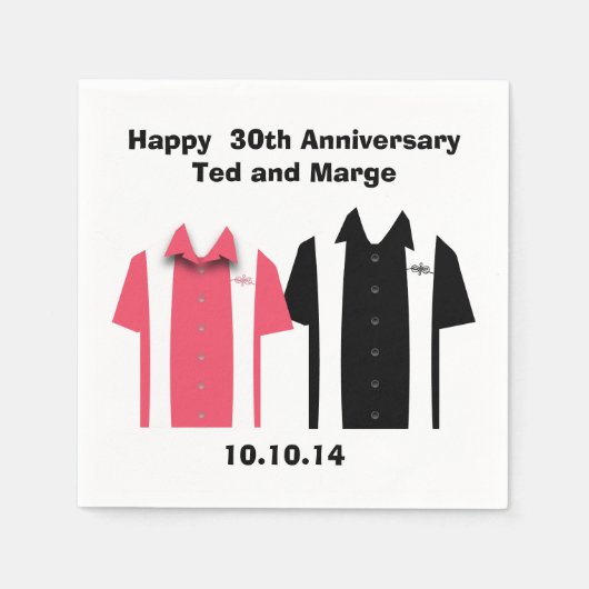 Retro-Bowling-Shirts Serviette (Vorderseite)