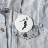 Retro-Bowling-Spieler wirft Ball Button (Beispiel)