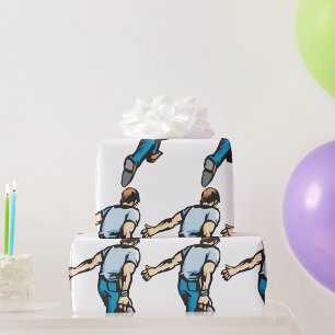 Retro-Bowling-Spieler wirft Ball Geschenkpapier