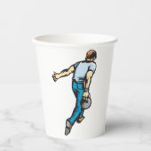Retro-Bowling-Spieler wirft Ball Pappbecher (Vorderseite)