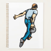 Retro-Bowling-Spieler wirft Ball Planer (Vorderseite)