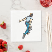 Retro-Bowling-Spieler wirft Ball Serviette (Beispiel)