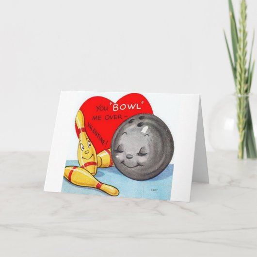 Retro Bowling Valentine's Day Card Feiertagskarte (Vorderseite)