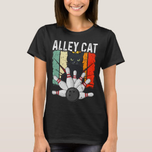 Retro Bowling Vintage Kegelbahn Katze Vintage T-Shirt