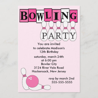 Retro Bowlings-Geburtstags-Party Einladung