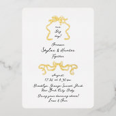 Retro Bows Doodle handgeschriebene Schwarz & Weiß Folieneinladung (Vorderseite)