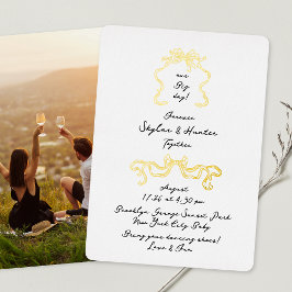 Retro Bows Doodle handgeschriebene Schwarz & Weiß  Folieneinladung