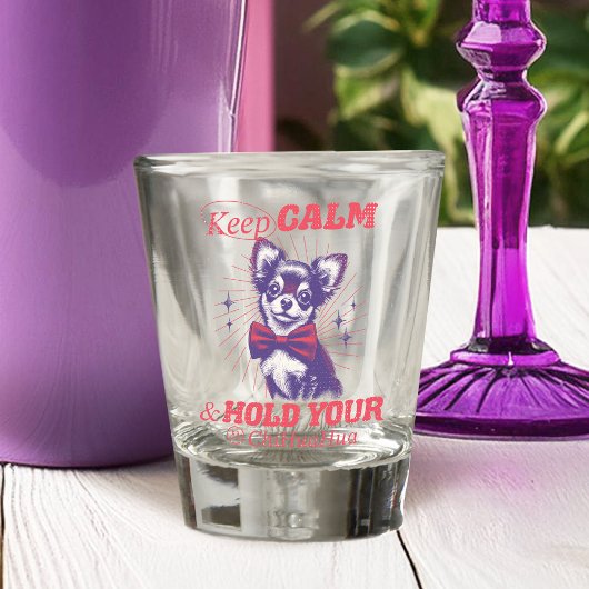 Retro Bowtie Chihuahua Graphic - Calm Quote Behalt Schnapsglas