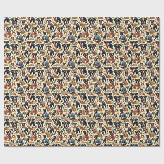 Retro Boxer Dog Illustration Geschenkpapier (Flach)