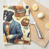 Retro Boxer Dog Illustration Geschirrtuch (Viertel Falte)