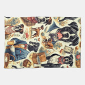 Retro Boxer Dog Illustration Geschirrtuch (Horizontal)