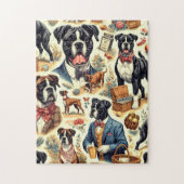 Retro Boxer Dog Illustration Puzzle (Vertikal)