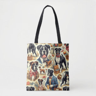 Retro Boxer Dog Illustration Tasche