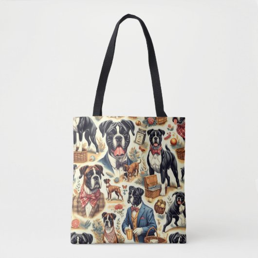 Retro Boxer Dog Illustration Tasche (Vorderseite)