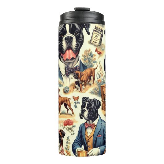 Retro Boxer Dog Illustration Thermosbecher (Vorderseite)