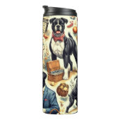 Retro Boxer Dog Illustration Thermosbecher (Nach rechts gedreht)