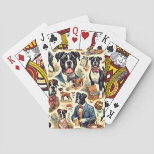 Retro-Boxer-Hund-Illustration Spielkarten