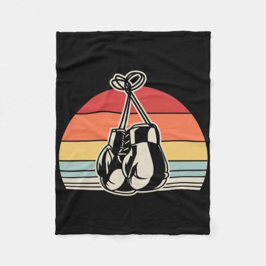 Retro-Boxhandschuhe Vintages Sonnenuntergangsdesig Fleecedecke (Vorderseite)