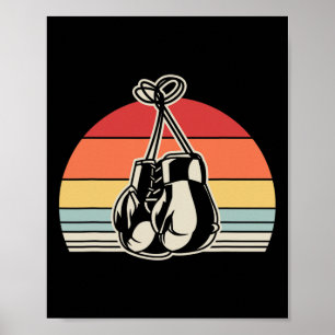 Retro-Boxhandschuhe Vintages Sonnenuntergangsdesig Poster