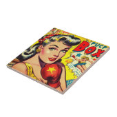 Retro Boxing Girl-Comicen Fliese (Seite)