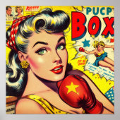 Retro Boxing Girl-Comicen Poster (Vorne)