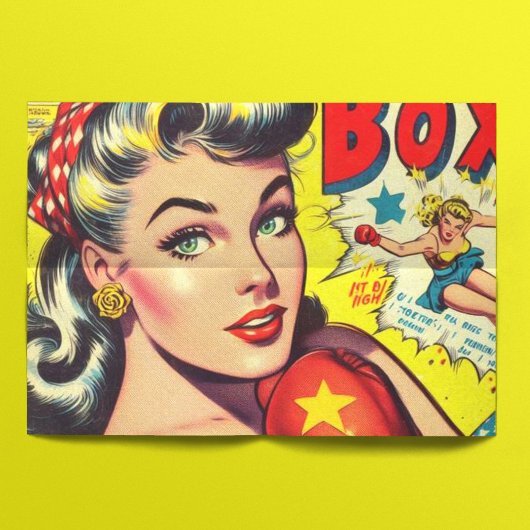 Retro Boxing Girl-Comicen Seidenpapier