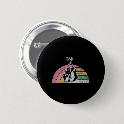 Retro Boxing Gloves Rainbow Vibes Button (Vorne & Hinten)